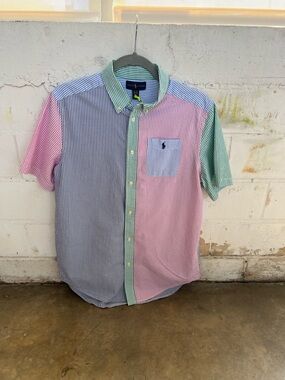 Ralph Lauren Multicolor Striped Short-Sleeve Button-Down Shirt - Pink/Blue/Green
